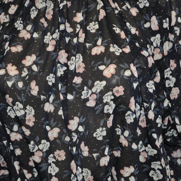 jon & anna contemporary womens black floral top sheer & sparkle sz large (32G) - Picture 7 of 9